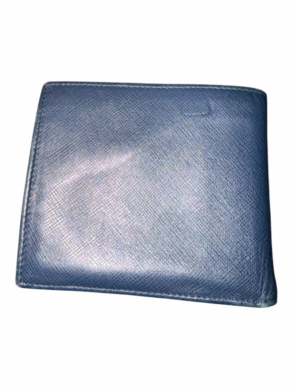 PRADA Baltic Blue Saffiano Leather Men's Bi-Fold Coin Pocket Wallet